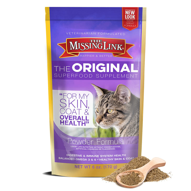 The Missing Link Original All Natural Veterinarian Formulated Superfood Cat Supplement Powder - Balanced Omega 3 & 6 for Healthy Skin & Coat, Immunity & Overall Health - Feline Formula - 6oz - PawsPlanet Australia