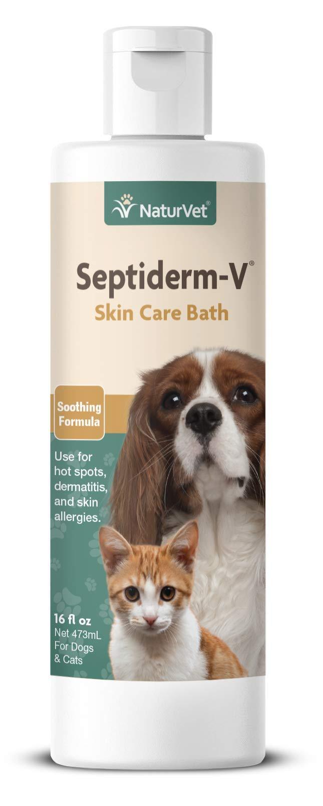 NaturVet Septiderm-V Skin Care Bath for Dogs and Cats, Liquid, Made in the USA 16 Ounce - PawsPlanet Australia