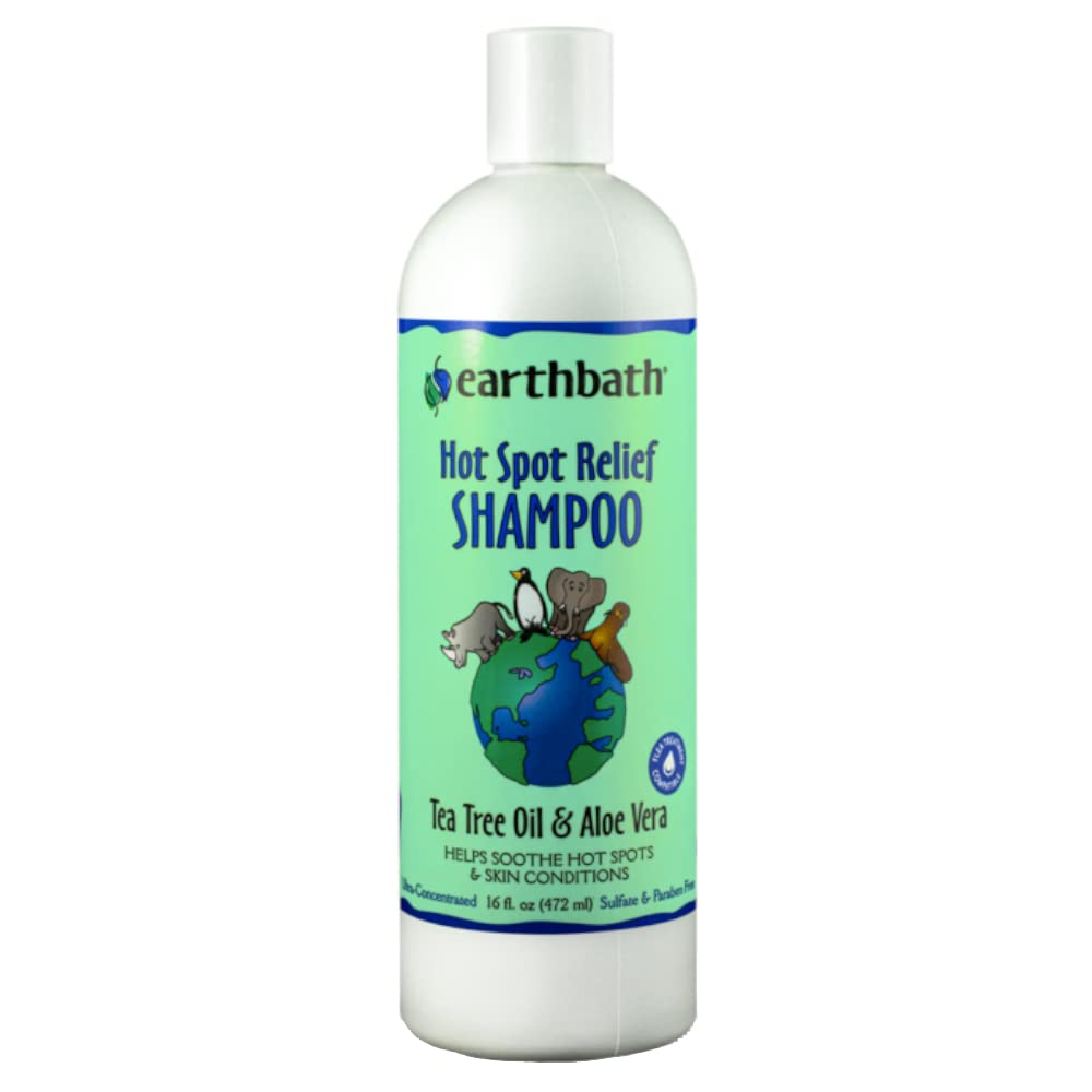 earthbath Hot Spot Relief Pet Shampoo, Tea Tree Oil & Aloe Vera, 16oz – Best Dog Shampoo for Itching & Skin Conditions – Made in USA - PawsPlanet Australia