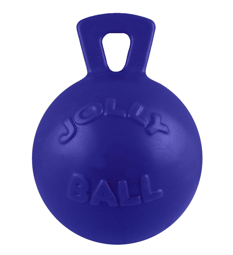[Australia] - Jolly Pets Tug-N-Toss Dog Toy Ball with Handle Blue 8 Inches/Large 