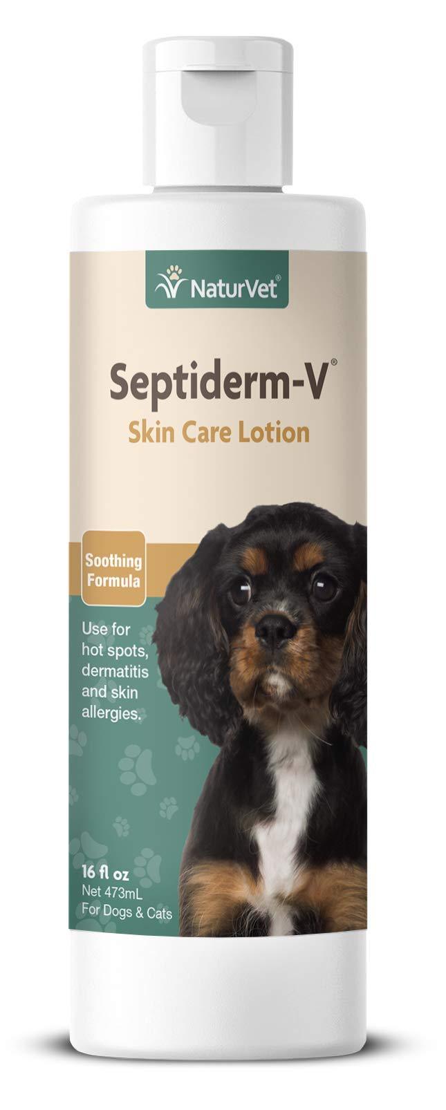 NaturVet – Septiderm-V Skin Care Lotion – Helps Relieve Itching Due to Skin Problems – Use for Hot Spots, Dermatitis & Skin Allergies – for Dogs & Cats 16 oz Lotion - PawsPlanet Australia