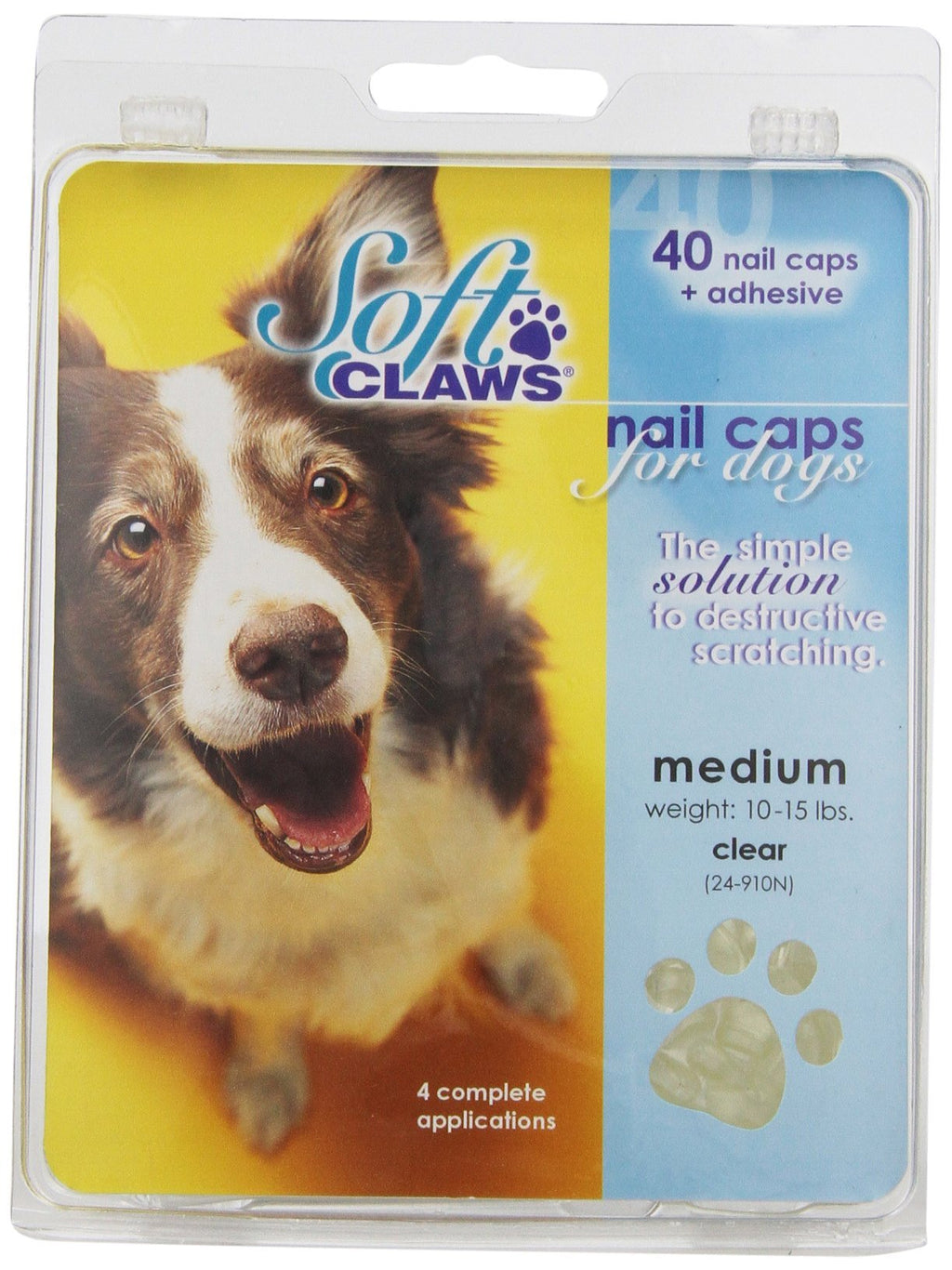 [Australia] - Soft Claws Canine Nail Caps - 40 Nail Caps Adhesive Dogs Medium Natural 