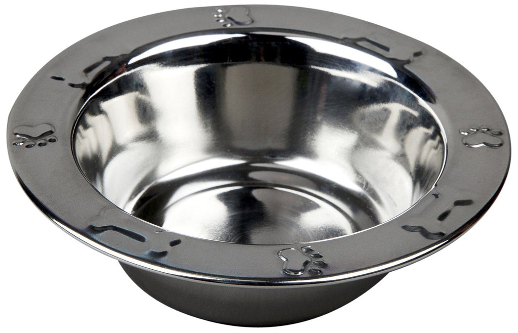 [Australia] - Advance Pet Products Stainless Steel Embossed Rim Feeding Bowl 2-Quart 