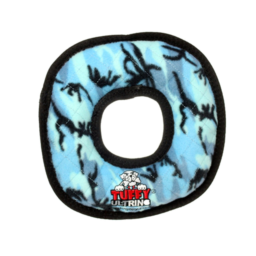 [Australia] - TUFFY - World's Tuffest Soft Dog Toy -Ultimate Ring -Squeakers-Multiple Layers.Made Durable, Strong & Tough.Interactive Play(Tug, Toss & Fetch).Machine Washable & Floats Regular Camo Blue 