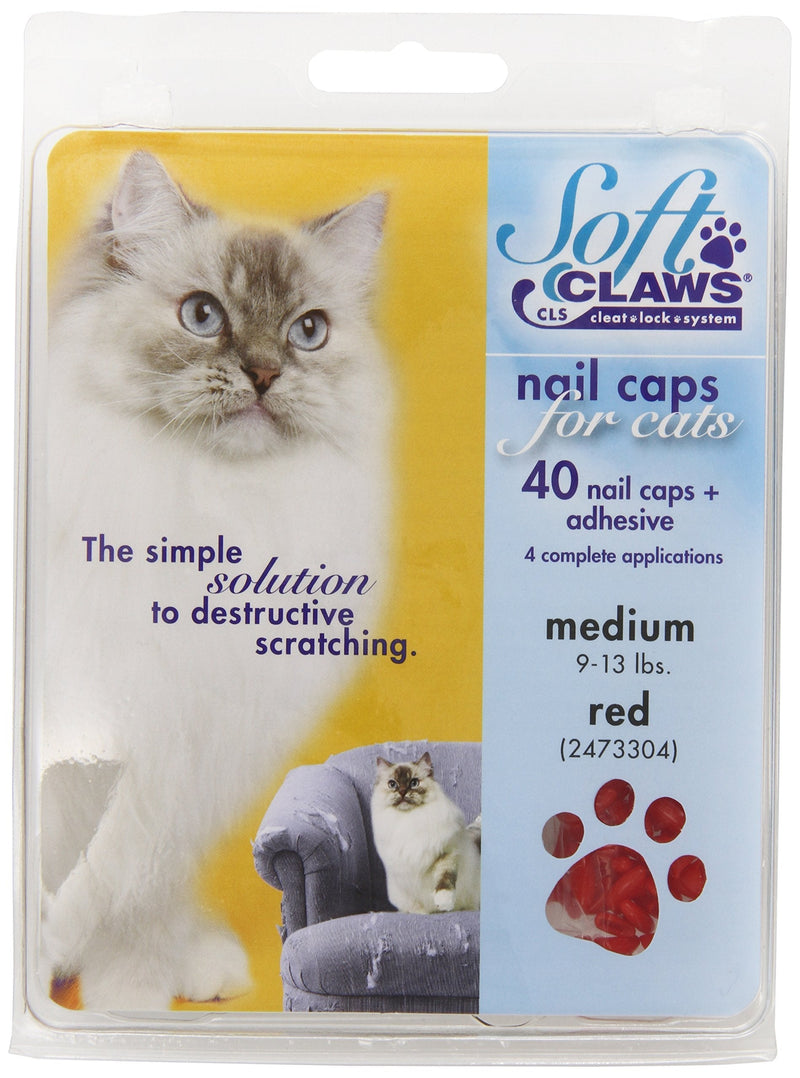 [Australia] - Soft Claws Red Cat Nail Caps Medium 