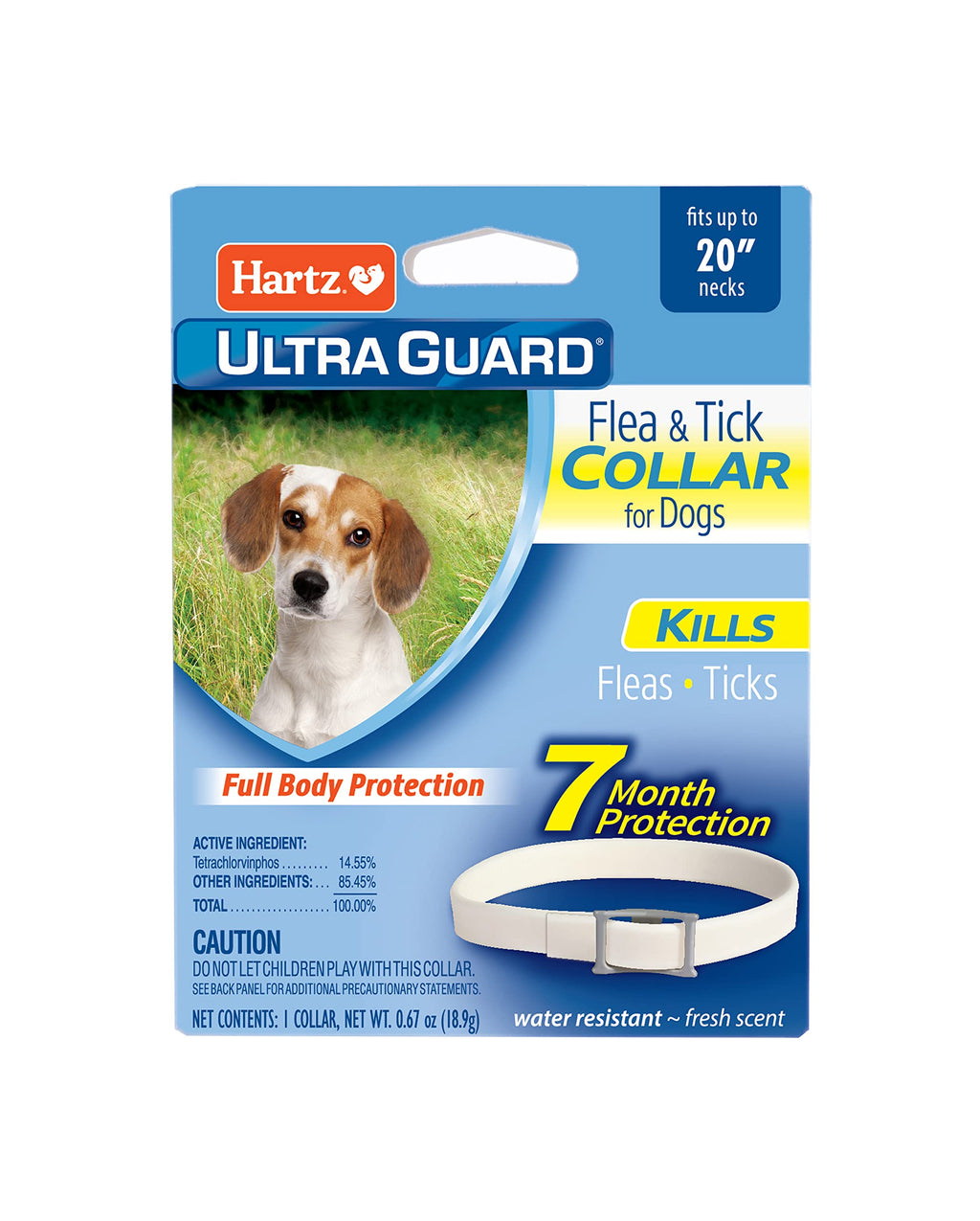 Hartz UltraGuard Flea & Tick Collar for Dogs and Puppies, 7 Month Flea and Tick Protection and Prevention Per Collar, White, Up to 20 Inch Neck - PawsPlanet Australia