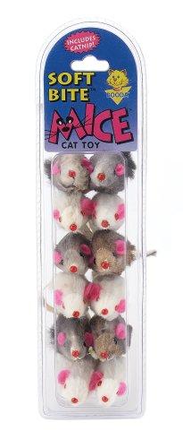 [Australia] - Petmate Soft Bite Cat Toy, Small, 12-Pack, Fur Mice 