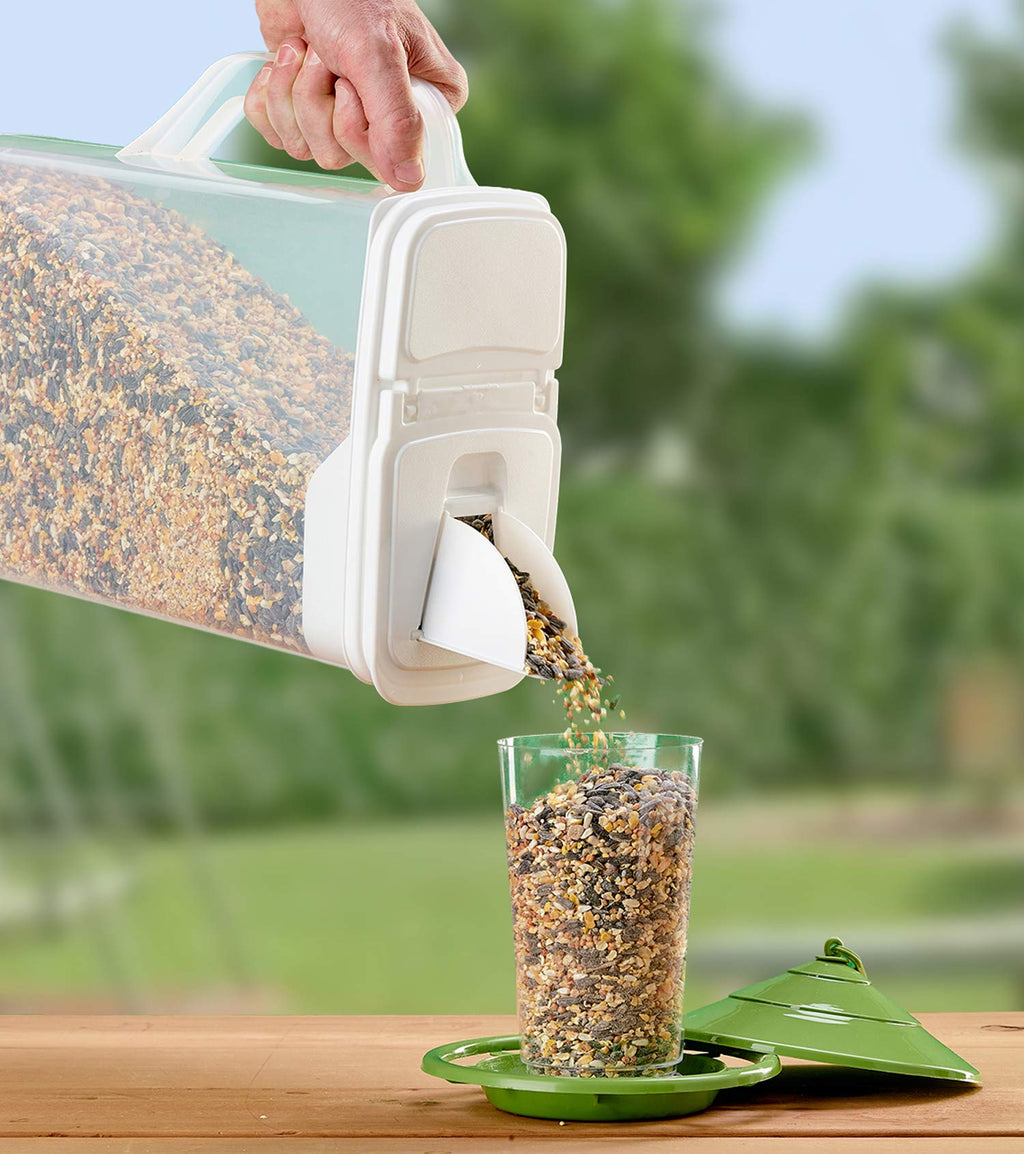 Buddeez 8Qt Pet Food / Bird Seed Storage Container and Dispenser - Flip Lid /Pour Spout with Durable Handle 8 Quart - PawsPlanet Australia
