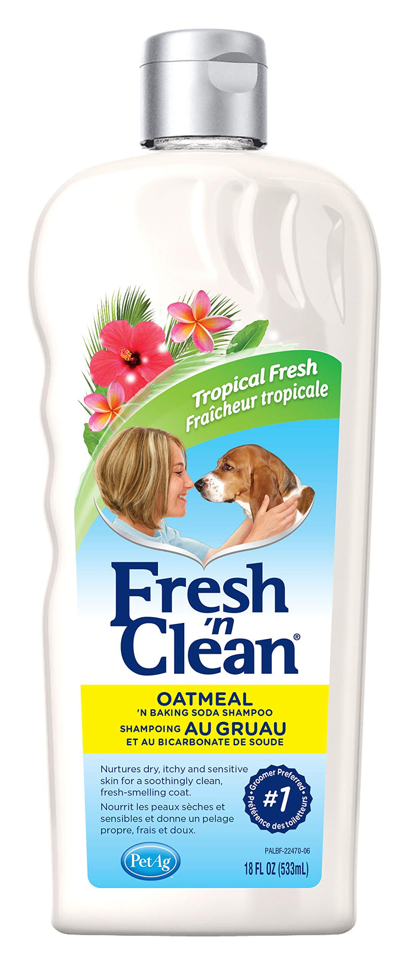PetAg Fresh 'n Clean Oatmeal 'n Baking Soda Dog Shampoo - Tropical Fresh Scent - Strengthens, Repairs, & Protects Your Dog's Coat 18-Ounce - PawsPlanet Australia