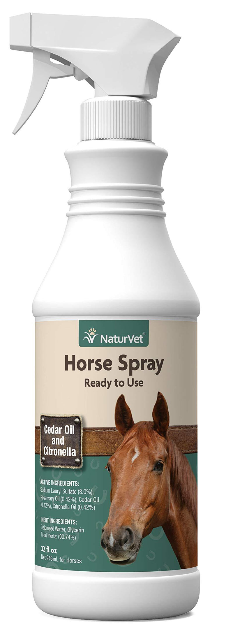 NaturVet – Natural Horse Spray – Pleasant Herbal Fragrance with Citronella, Rosemary & Cedar Oil – for use on Coat, Legs, Shoulders & NEC - PawsPlanet Australia