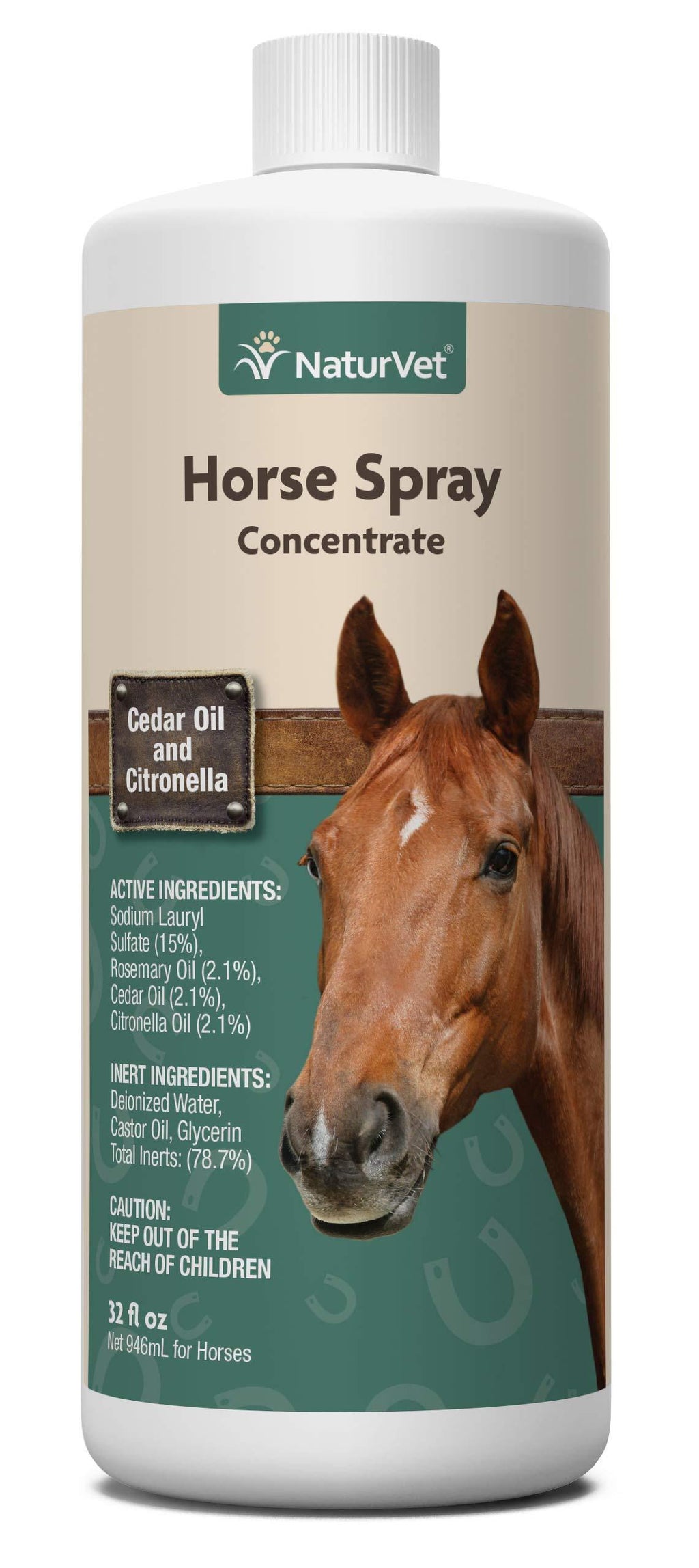 NaturVet – Natural Horse Spray – Pleasant Herbal Fragrance with Citronella, Rosemary & Cedar Oil – for use on Coat, Legs, Shoulders & Neck 32 oz Concentrate - PawsPlanet Australia