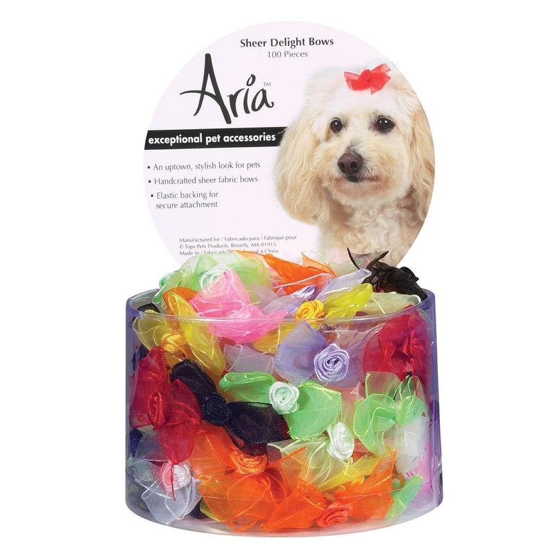 [Australia] - Aria Sheer Delight Bows for Dogs, 100-Piece Canisters 