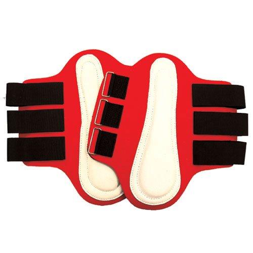 [Australia] - Intrepid International Splint Boots with White Leather Patches Large Red 