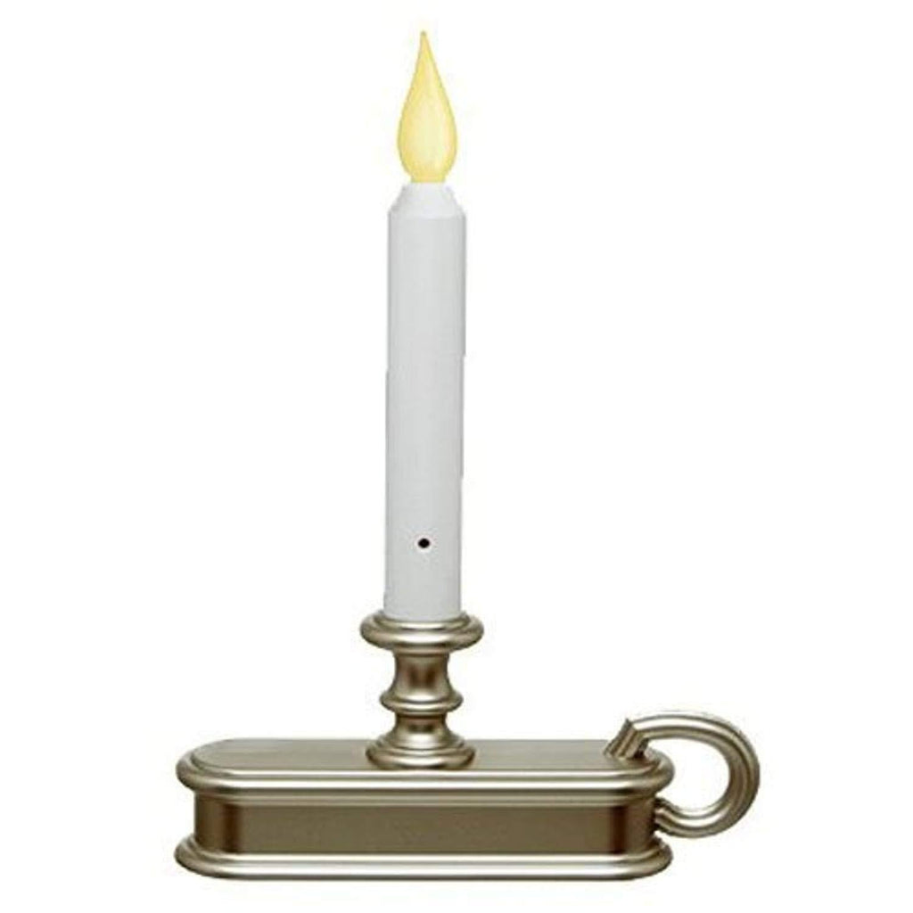 Window Candle with Light Sensor, Orange Flame, Pewter Base, FPC1225P Light Gold Finish - PawsPlanet Australia