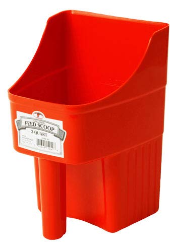 LITTLE GIANT Plastic Enclosed Feed Scoop (Red) Heavy Duty Durable Stackable Feed Scoop with Measure Marks (3 Quart) (Item No. 150408) - PawsPlanet Australia