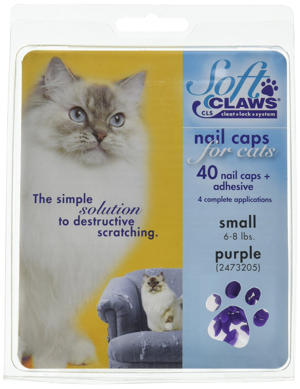 [Australia] - Feline Soft Claws Cat Nail Caps Take-Home Kit, Small, Purple 
