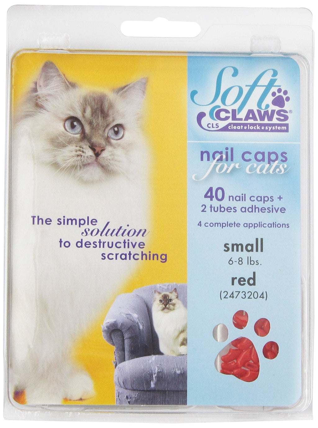 Soft Claws for Cats - CLS (Cleat Lock System), Size Small, Color Red - PawsPlanet Australia