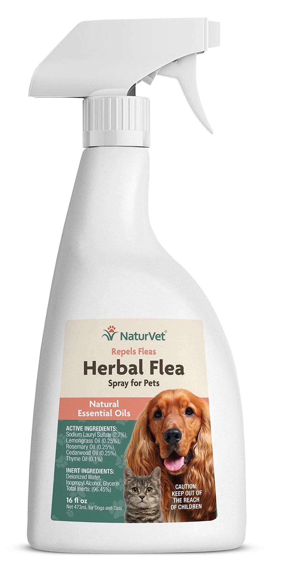 NaturVet – Herbal Flea Plus Essential Oils – Essential Oils Help to Repel Fleas – Deodorizes With a Fresh Herbal Fragrance – For Dogs & Cats – 16 oz Spray - PawsPlanet Australia