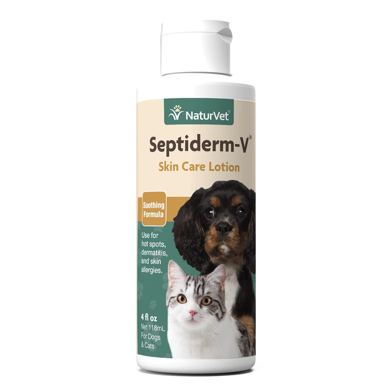 NaturVet Septiderm-V Skin Care Lotion for Dogs & Cats – Pet Health Supplement for Dermatitis, Dog Skin Allergies, Itching, Hot Spots, Cat Rashes – Pet Lotion, Grooming Aid – 4 Oz. - PawsPlanet Australia