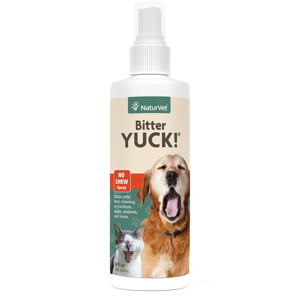 NaturVet – Bitter Yuck - No Chew Spray – Deters Pets from Chewing on Furniture, Paws, Wounds & More – Water Based Formula Does Not Sting or Stain – for Cats & Dogs 8 Ounce - PawsPlanet Australia