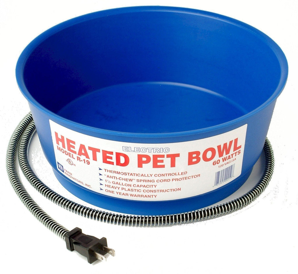 [Australia] - Farm Innovators Model R-19 Economical 1-1/2-Gallon Round Heated Pet Bowl, Blue, 60-Watt 