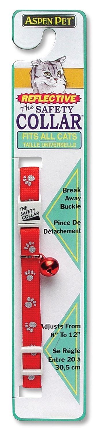 [Australia] - Petmate Reflective Paw Breakaway Collar, 3/8-Inch, Red 