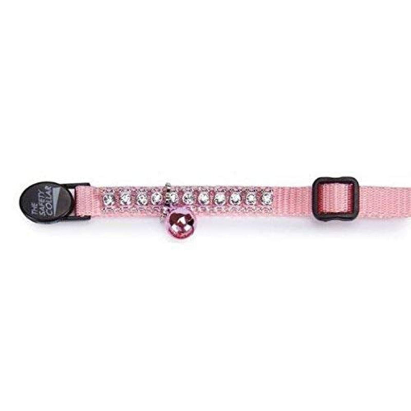 [Australia] - Meow Town Nylon with Rhinestones Cat Collar, 3/8-Inch, Pink 