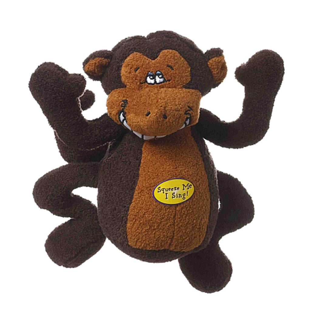 Multipet Deedle Dude 8-Inch Singing Monkey Plush Dog Toy, Brown - PawsPlanet Australia