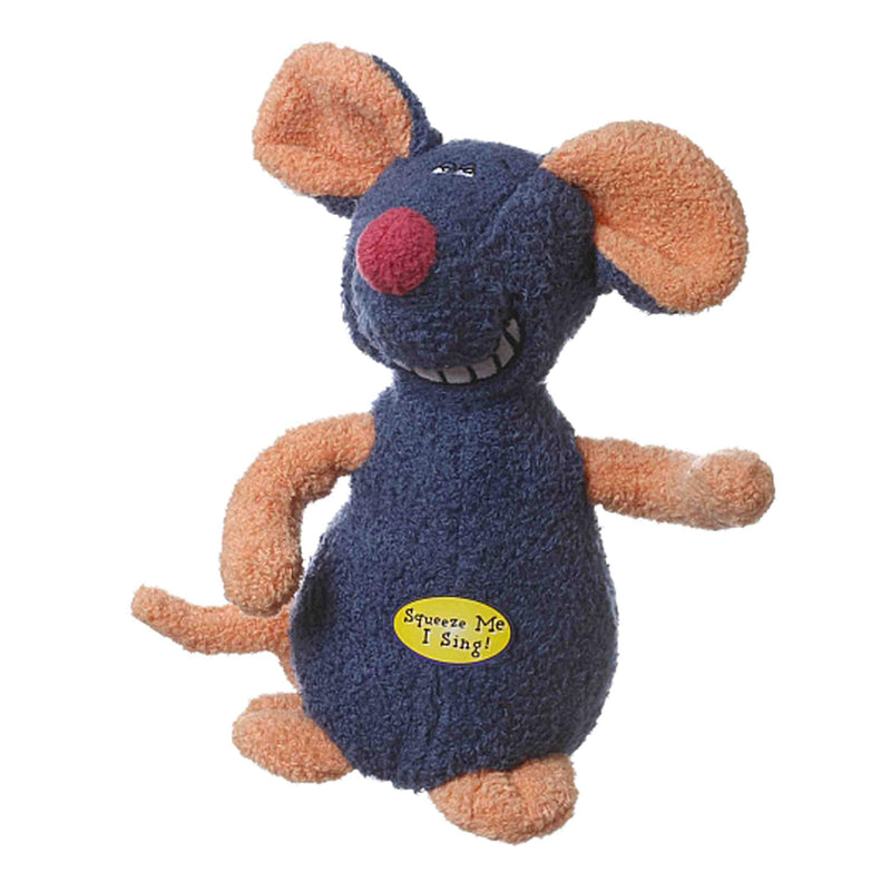 Multipet Deedle Dude 8-Inch Singing Mouse Plush Dog Toy, Blue - PawsPlanet Australia