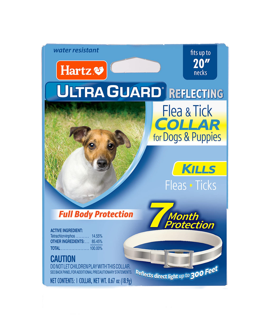 Hartz UltraGuard Flea & Tick Collar for Dogs and Puppies, 7 Month Flea and Tick Protection and Prevention Per Collar, Reflective, Up to 20 Inch Neck - PawsPlanet Australia