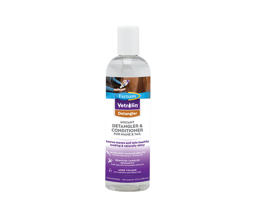 Farnam Vetrolin Concentrated Instant Horse Detangler and Conditioner for Mane and Tail, Use on Horses or Dogs, Removes Tangles and Adds Volume, 12 Oz. - PawsPlanet Australia
