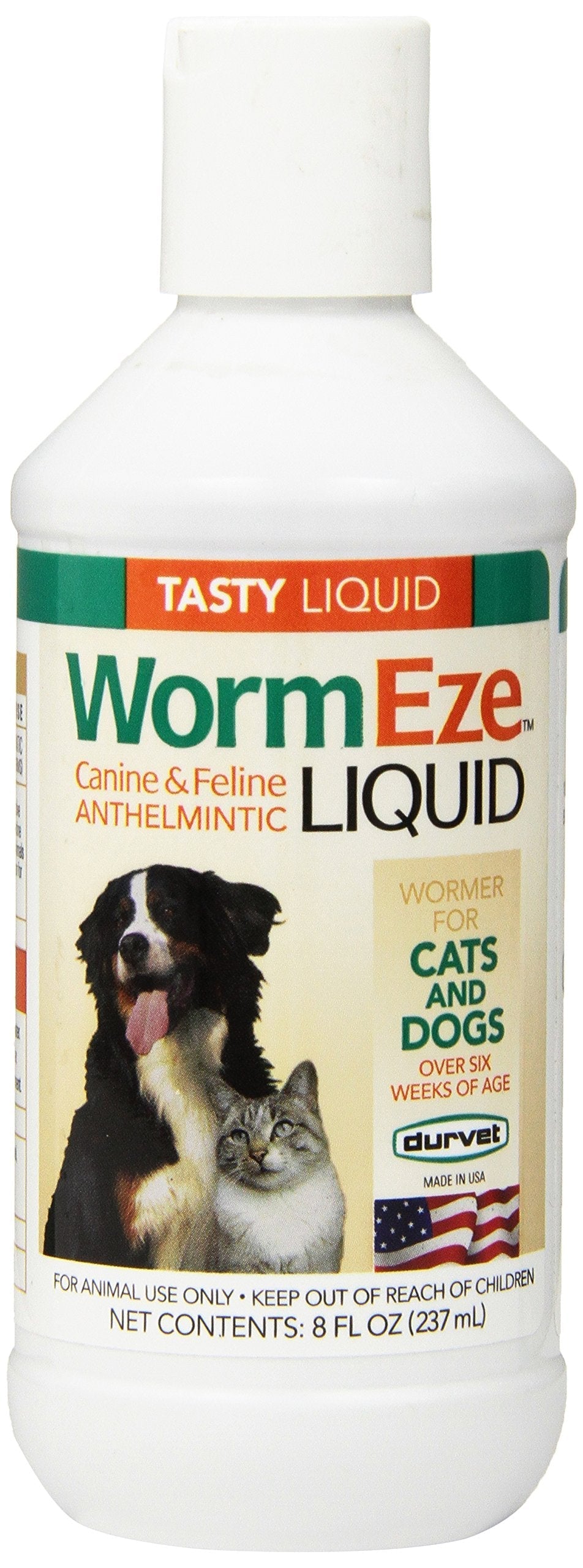 Durvet WormEze Liquid Canine & Feline Antihelmintic, 8 oz - PawsPlanet Australia