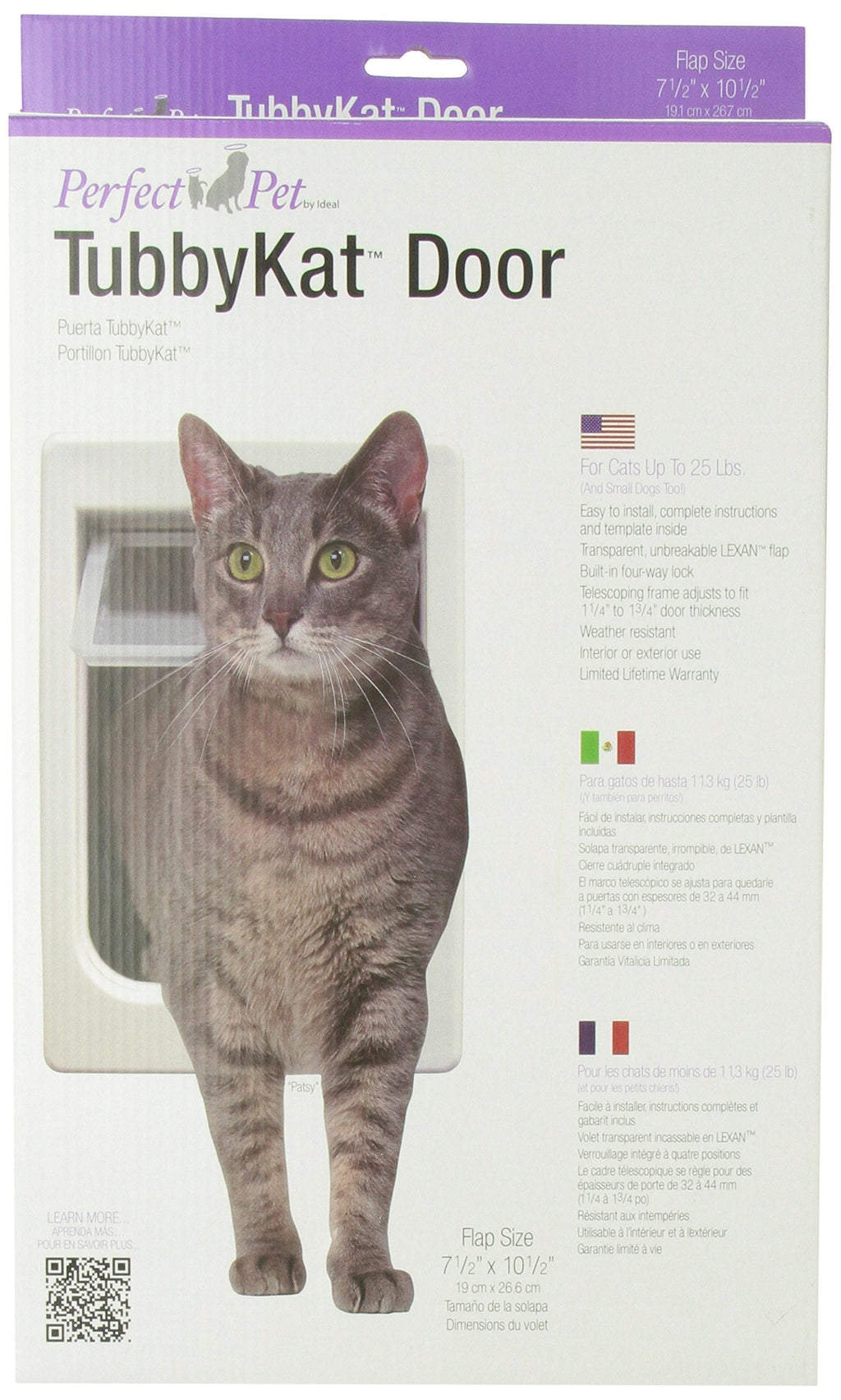 [Australia] - Perfect Pet Tubby Kat Cat Pet Door with 4 Way Lock, 7.5" x 10.5" Unbreakable LEXAN Flap 