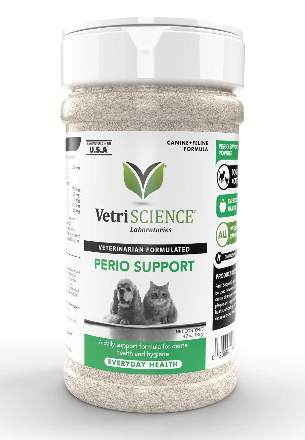 VETRISCIENCE Perio Support Teeth Cleaning Powder for Cats and Dogs, 4.2oz – Reduce Plaque By 20% - Bad Breath and Tartar Control – Vet Recommended, 900988.005 - PawsPlanet Australia