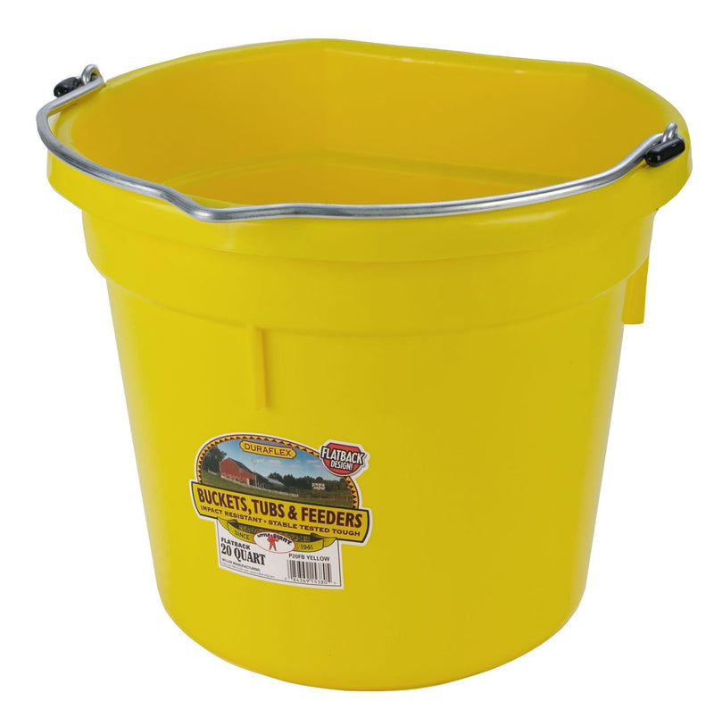 [Australia] - Miller Manufacturing P20FBYELLOW Plastic Flat Back Bucket for Horses, 20-Quart 