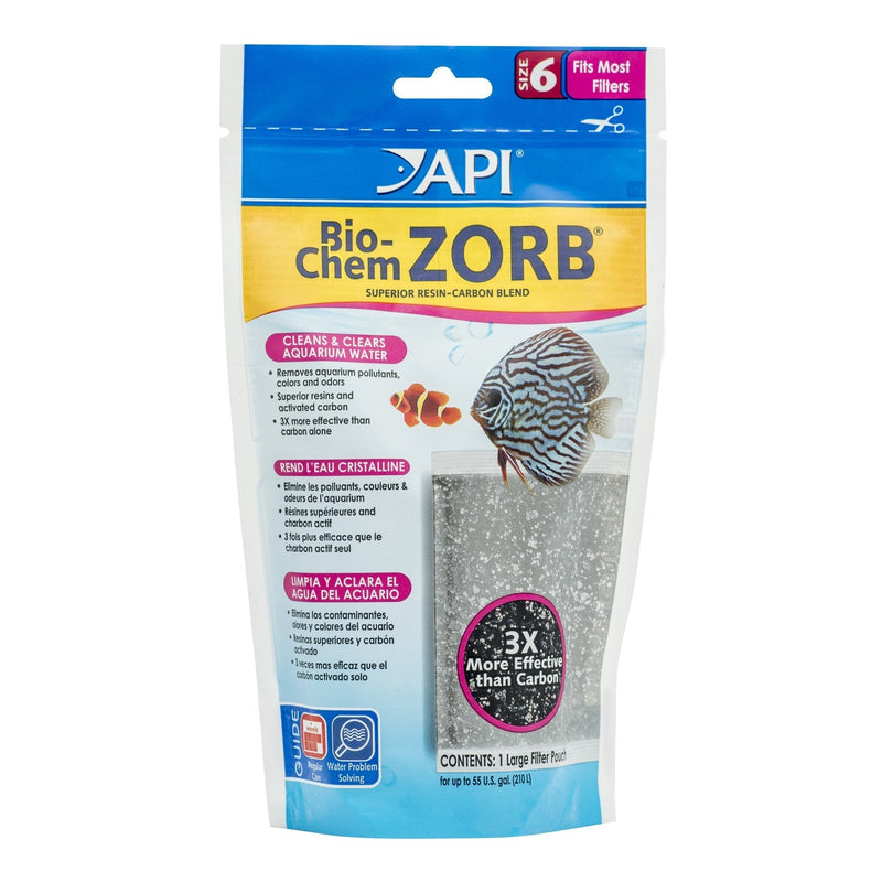 API ZORB Filtration media, Variety of aquarium filtration pouches, Fit most canister filters, Clean and clear water, remove toxins that can be harmful to fish and lead to cloudy water or algae growth 1-Count Bio-Chem Zorb - PawsPlanet Australia