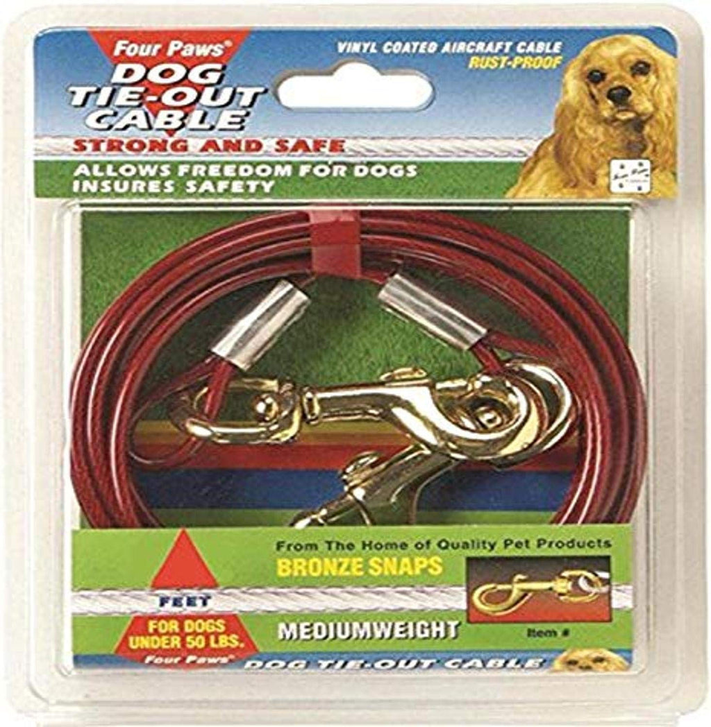 [Australia] - Four Paws Vinyl Coated Rust Proof Medium Weight Tie-Out Cable for Dogs 10-Foot Reds 