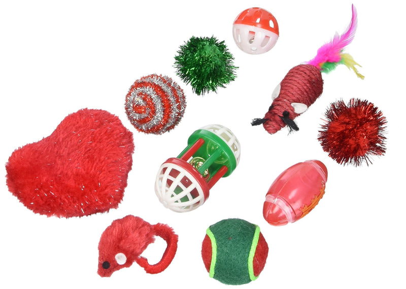 [Australia] - Grriggles Zanies Fun Filled Holiday Cat Stocking with Assorted Cat Toys Red 