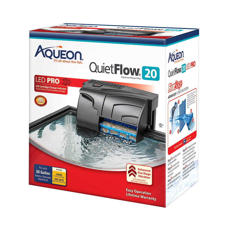 Aqueon QuietFlow LED PRO Aquarium Power Filter 20 - PawsPlanet Australia