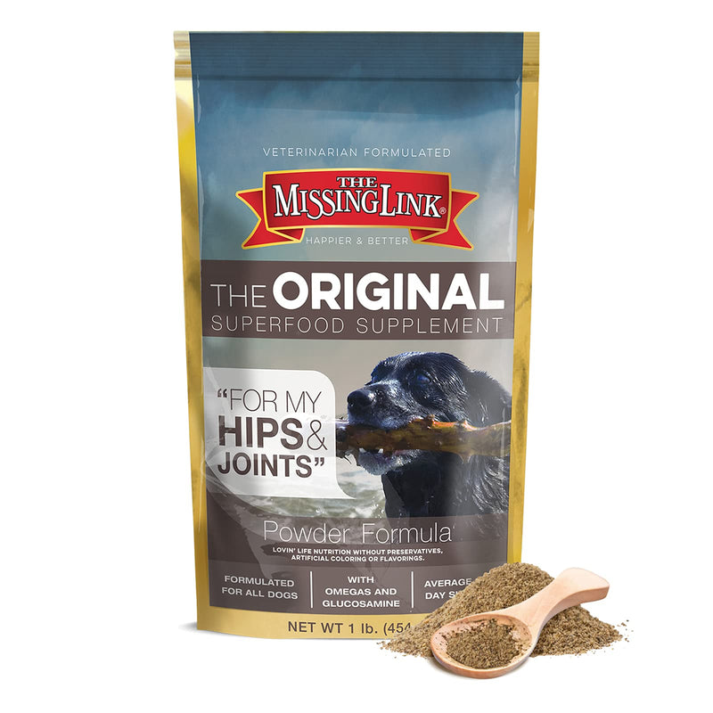 The Missing Link Original Hips & Joints Powder, All-Natural Veterinarian Formulated Superfood Dog Supplement, Balanced Omegas 3 & 6 + Glucosamine + Dietary Fiber for Mobility & Digestive Health, 1lb - PawsPlanet Australia