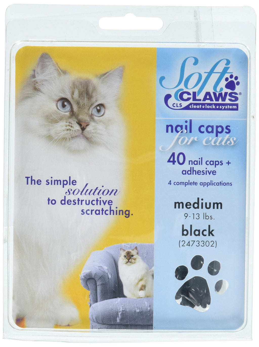 Soft Claws Feline Nail Caps - Black - Medium - PawsPlanet Australia