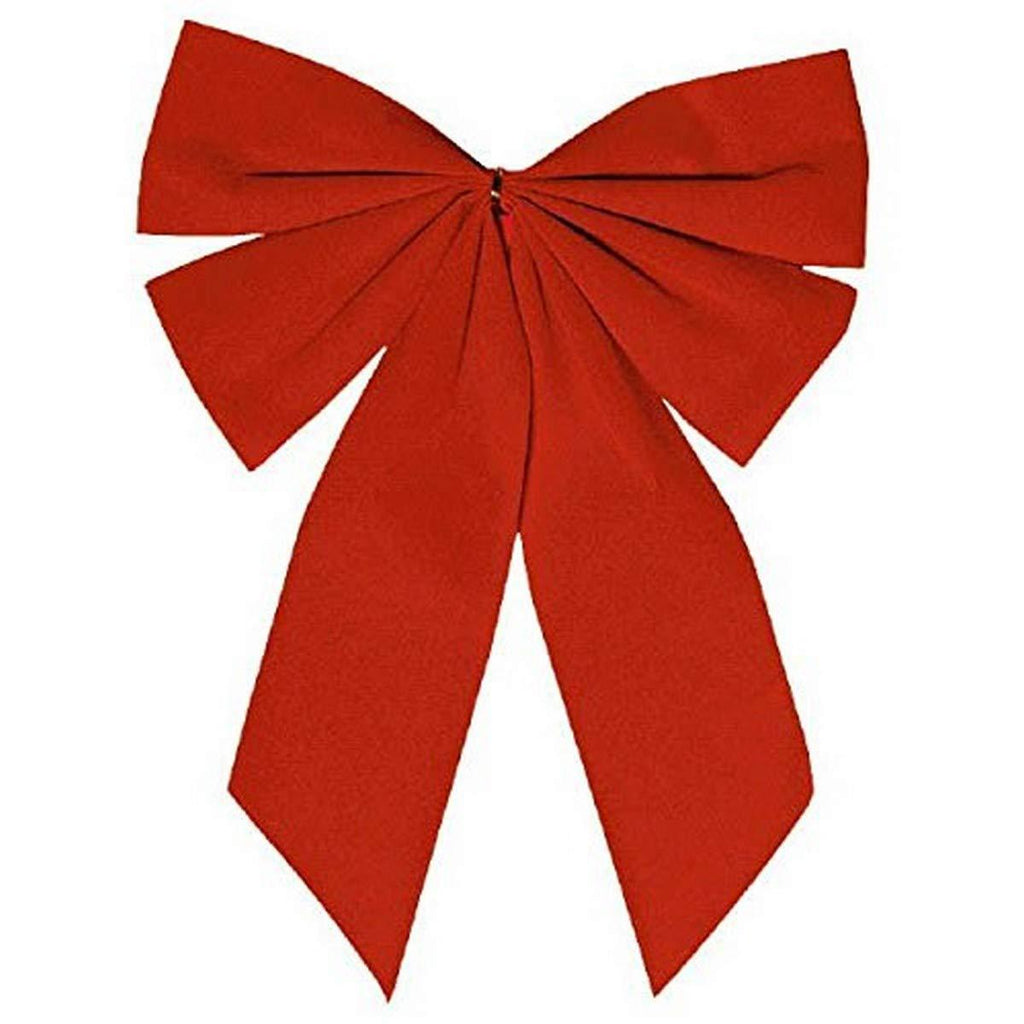 amscan Small Red Christmas Flocked Fabric Double Bow | Party Decoration - PawsPlanet Australia