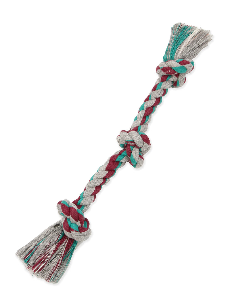 Mammoth Flossy Chews Color Rope Tug – Premium Cotton-Poly Tug Toy for Dogs – Interactive Dog Rope Toy – Tug Dog Chew Toy 3 Knot Small 15" - PawsPlanet Australia