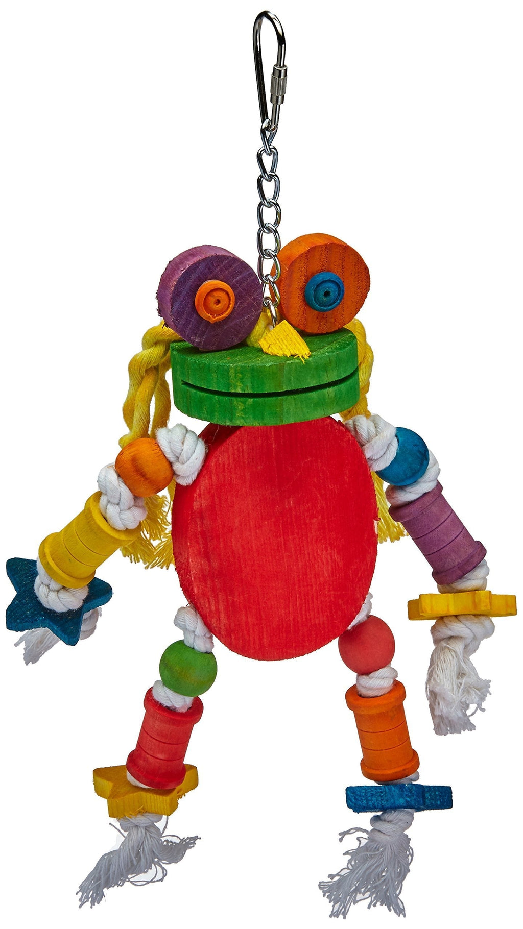 [Australia] - A&E Cage Company HB46349 Happy Beaks Silly Wood Frog Assorted Bird Toy, 11 by 12 Inches 