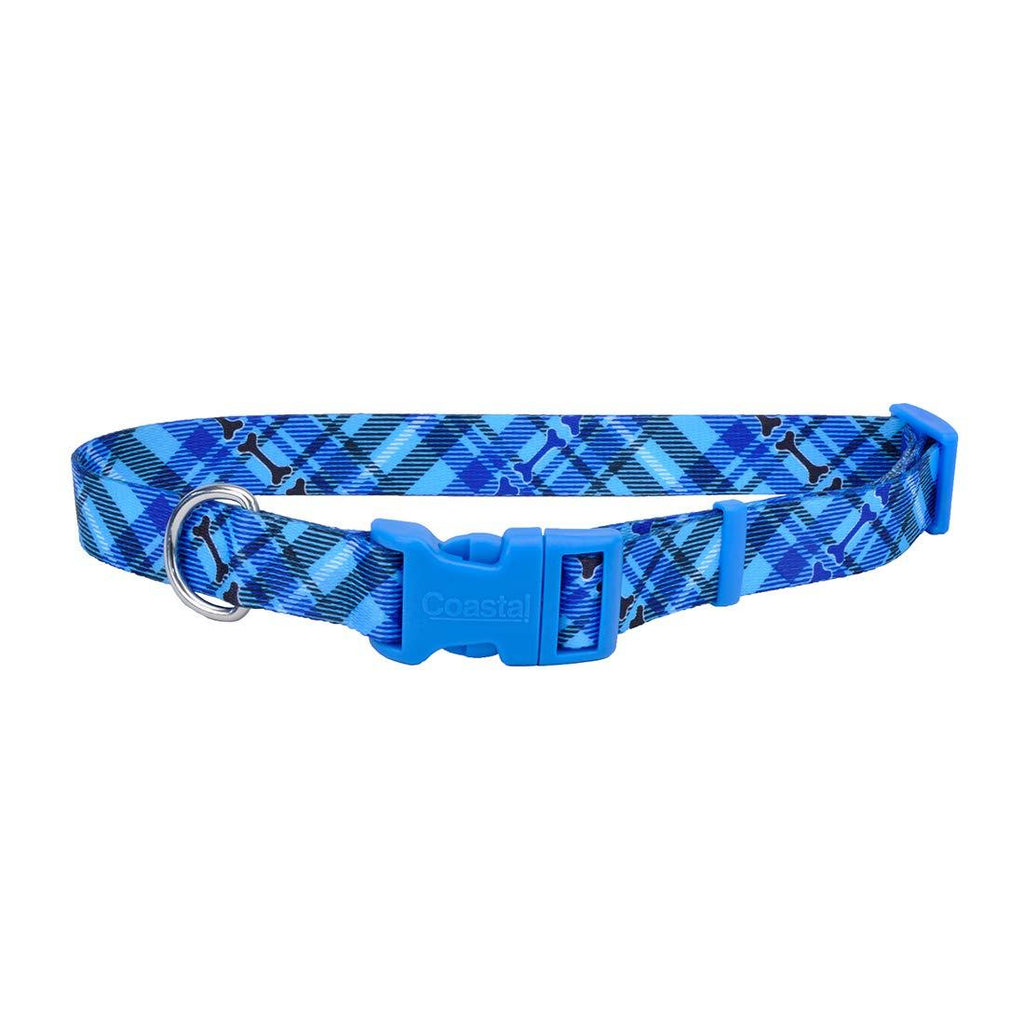 [Australia] - Pet Attire Styles Plaid Bones Adjustable Dog Collar Size from 18 to 28 Inches with a Width of 1 in. 