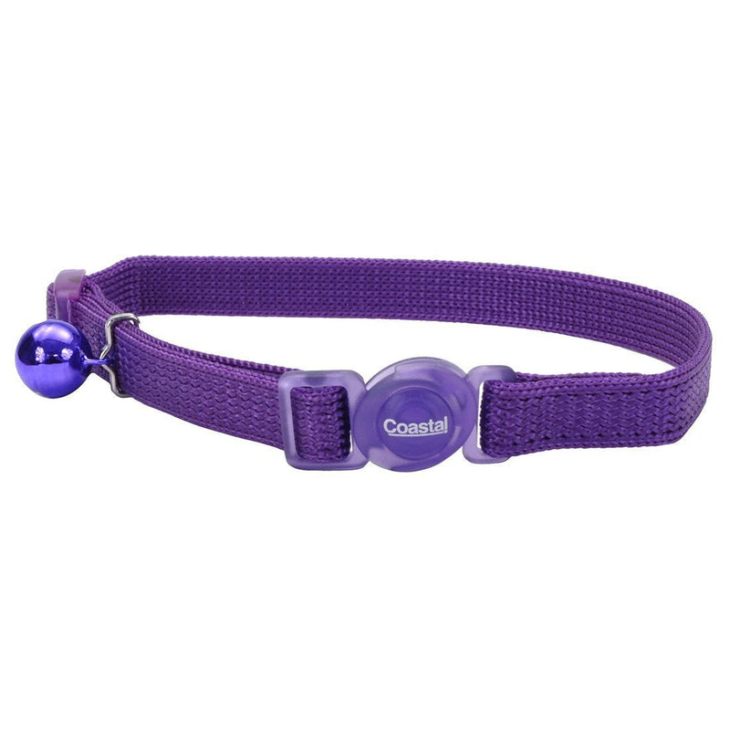 [Australia] - Coastal Pet Safe Cat Adjustable Snag-Proof Nylon Breakaway Collar, Adjust 8" to 12", Purple. 