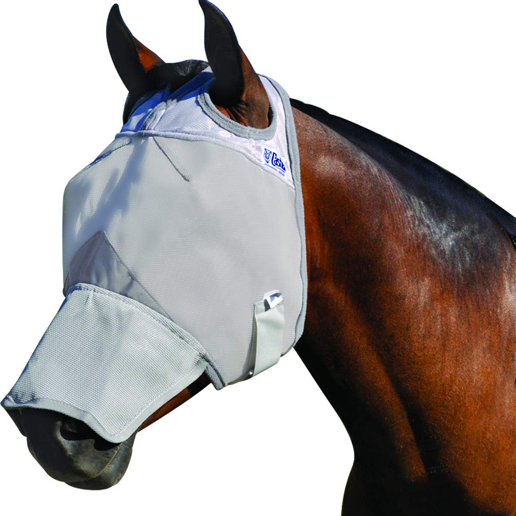 Cashel Crusader Horse Fly Mask with Long Nose, Grey, Horse - PawsPlanet Australia