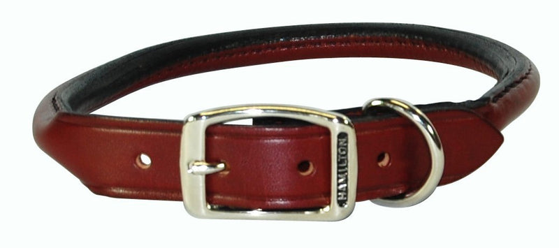 [Australia] - Hamilton Rolled Leather Dog Collar 1/2" x 16" Burgundy 