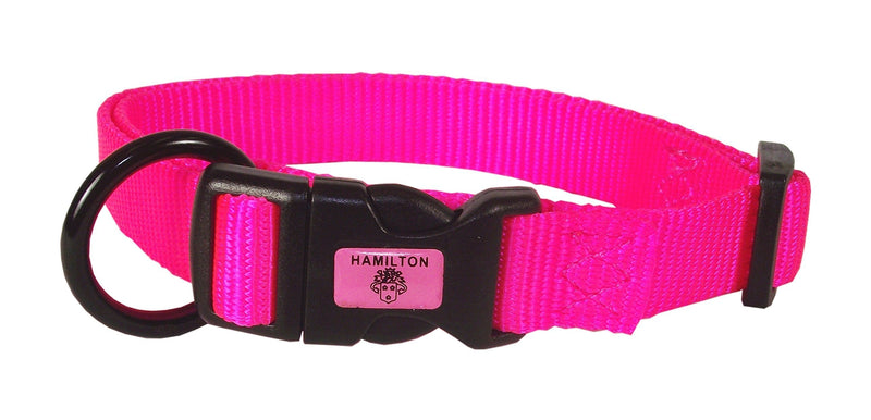 [Australia] - Hamilton Adjustable Nylon Dog Collar - Various Sizes and Colors Hot Pink 1" x 18-26" 
