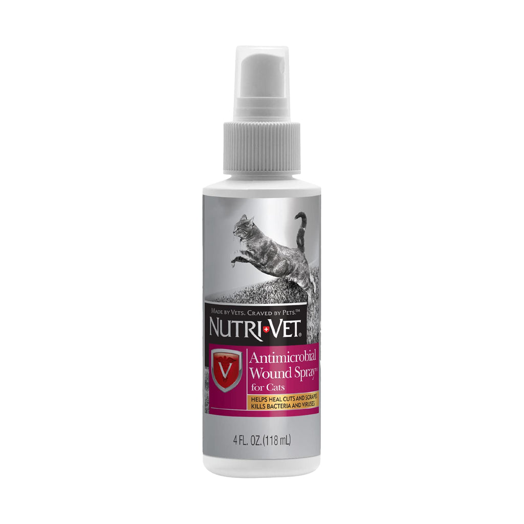 Nutri-Vet Antimicrobial Wound Spray for Cats | Formulated to Sooth Skin with Aloe and Vitamin E | Helps Promote Healing and Reduce Pain | 4 ounces - PawsPlanet Australia